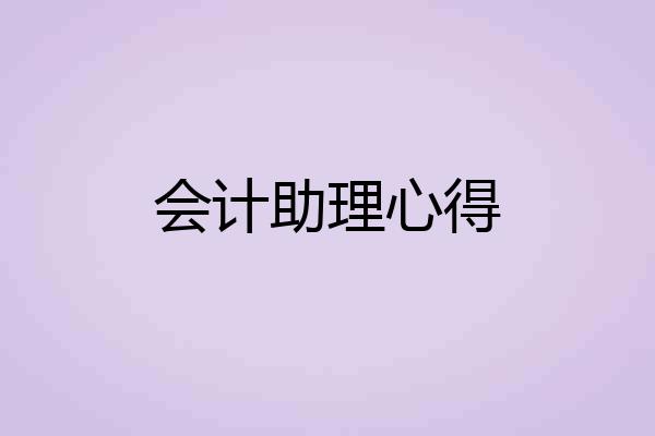会计助理心得