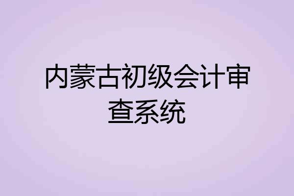 内蒙古初级会计审查系统