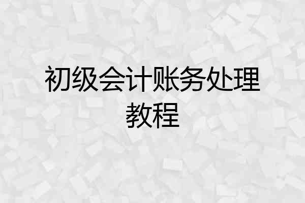 初级会计账务处理教程