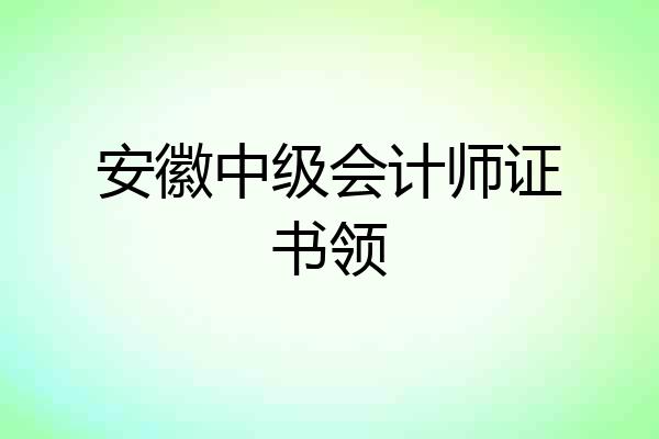安徽中级会计师证书领
