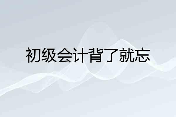 初级会计背了就忘