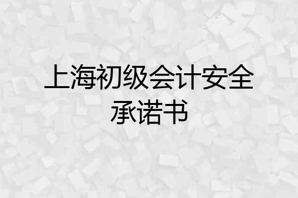 上海初级会计安全承诺书