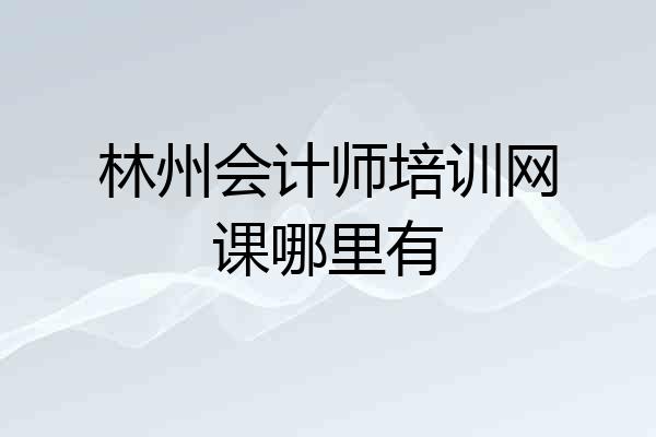 林州会计师培训网课哪里有