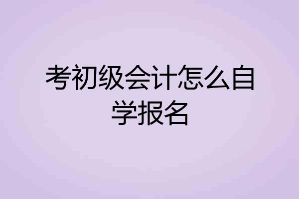 考初级会计怎么自学报名