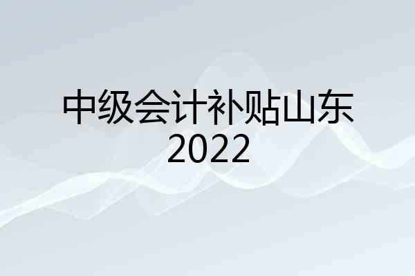 中级会计补贴山东2022