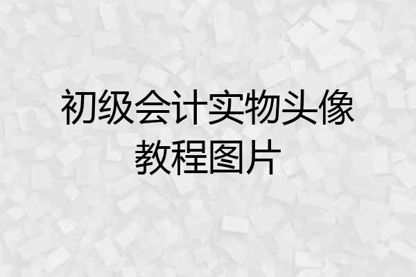 初级会计实物头像教程图片