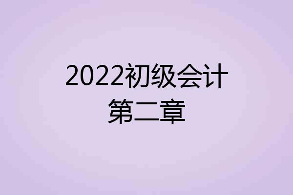 2022初级会计第二章