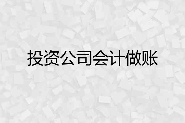 投资公司会计做账