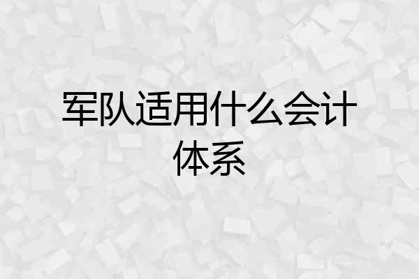 军队适用什么会计体系