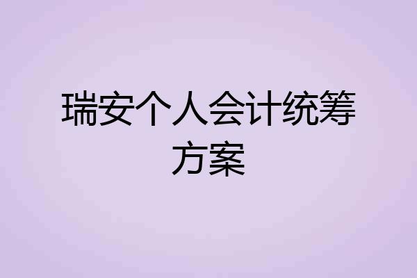 瑞安个人会计统筹方案