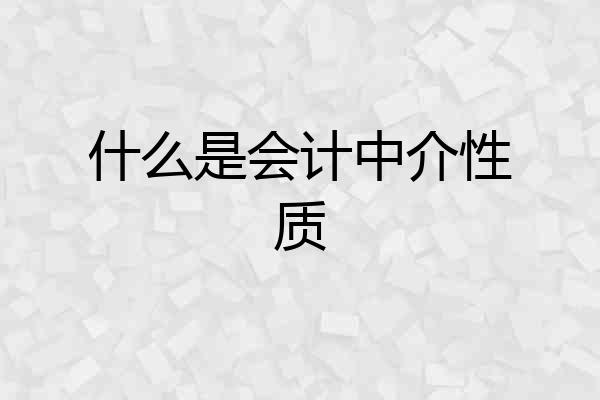 什么是会计中介性质