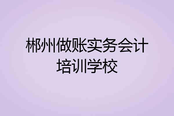 郴州做账实务会计培训学校