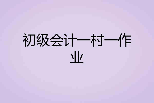 初级会计一村一作业