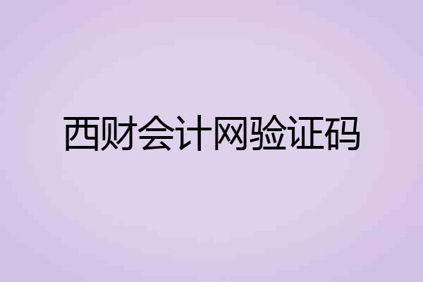 西财会计网验证码
