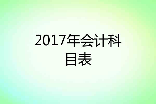 2017年会计科目表