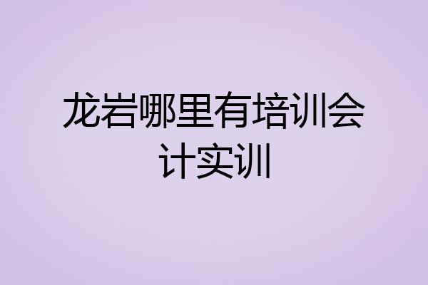 龙岩哪里有培训会计实训