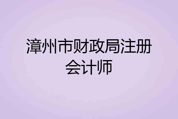 漳州市财政局注册会计师
