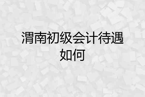 渭南初级会计待遇如何