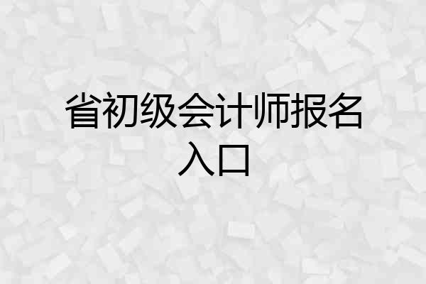 省初级会计师报名入口