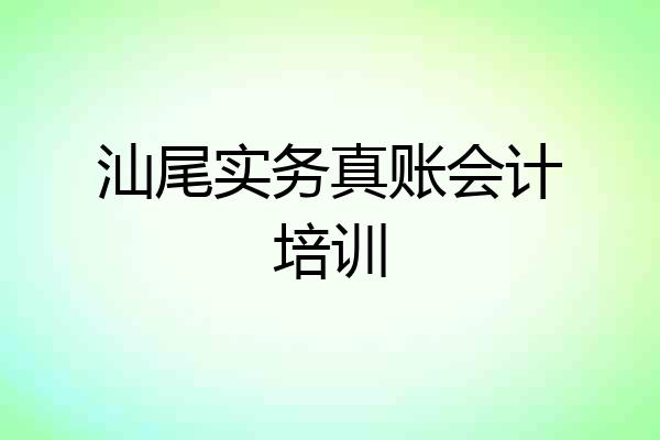 汕尾实务真账会计培训