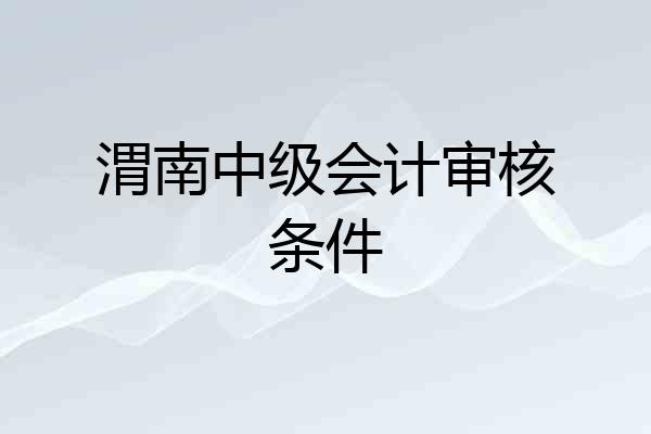 渭南中级会计审核条件