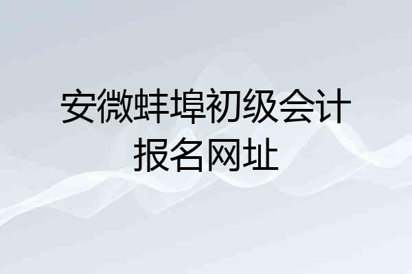 安微蚌埠初级会计报名网址