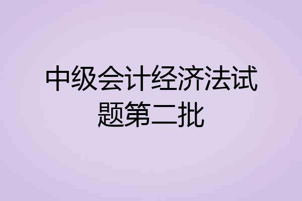 中级会计经济法试题第二批