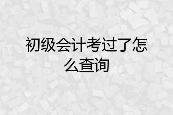 初级会计考过了怎么查询