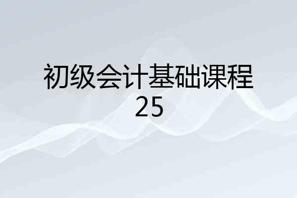 初级会计基础课程25