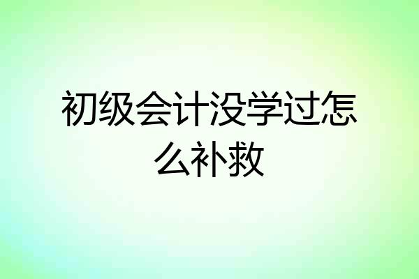 初级会计没学过怎么补救