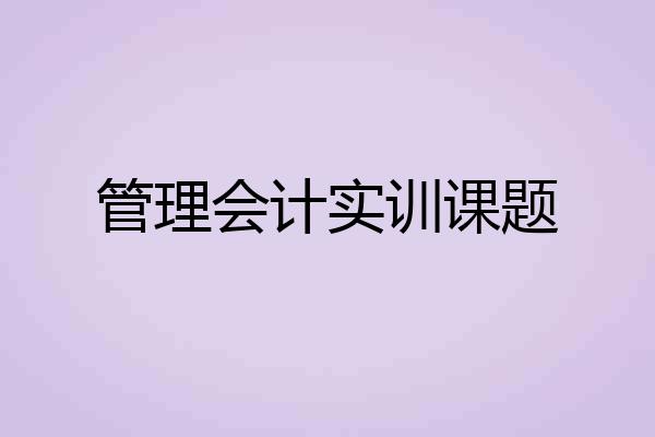 管理会计实训课题