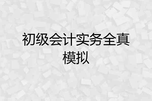初级会计实务全真模拟