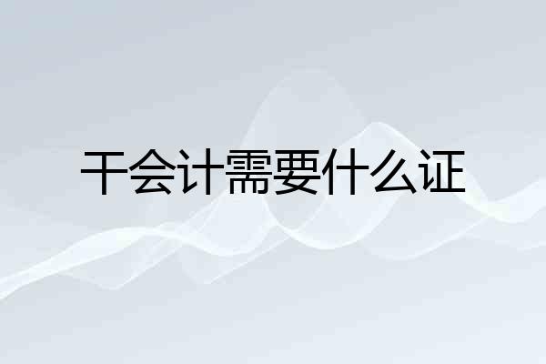 干会计需要什么证