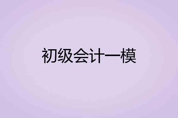 初级会计一模