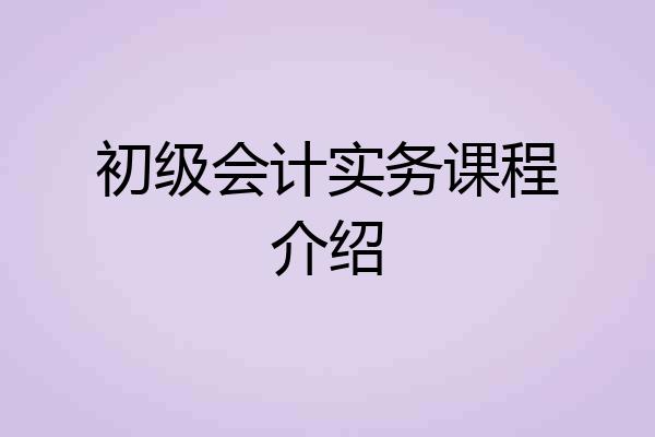 初级会计实务课程介绍