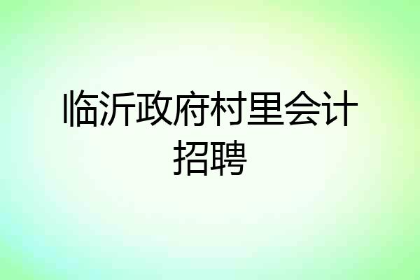 临沂政府村里会计招聘