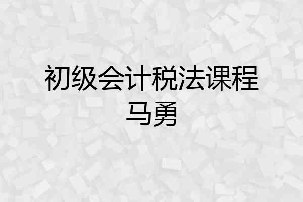 初级会计税法课程马勇
