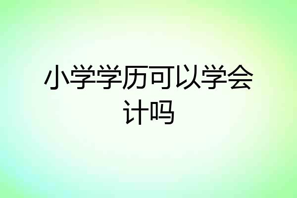 小学学历可以学会计吗