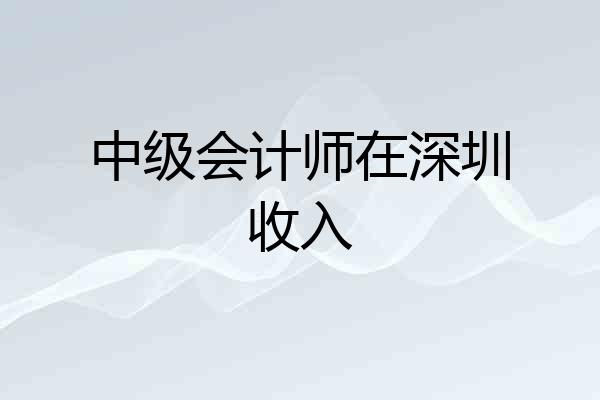 中级会计师在深圳收入