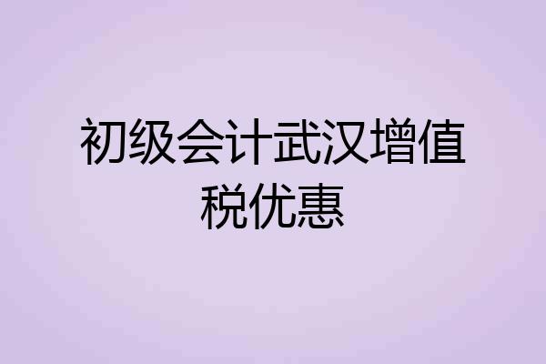 初级会计武汉增值税优惠