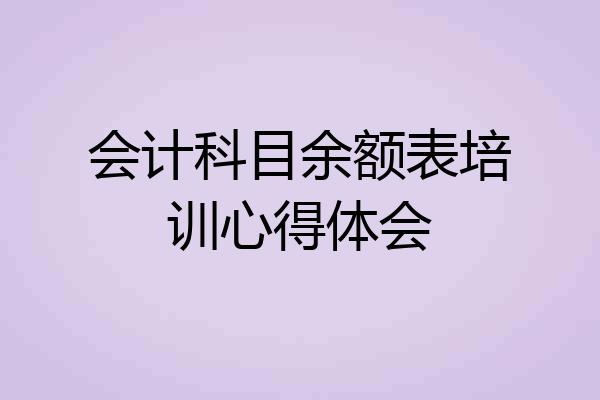 会计科目余额表培训心得体会