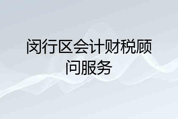闵行区会计财税顾问服务