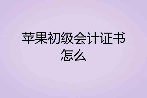 苹果初级会计证书怎么