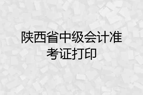 陕西省中级会计准考证打印