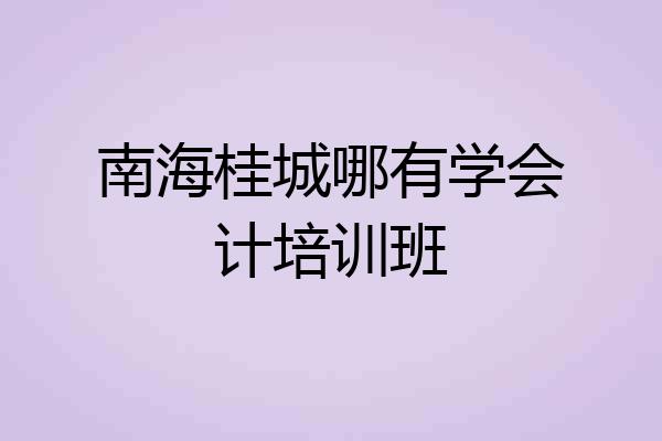 南海桂城哪有学会计培训班