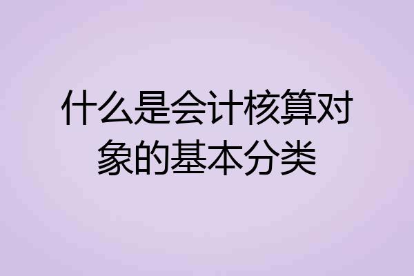 什么是会计核算对象的基本分类