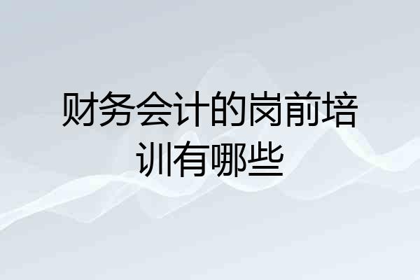 财务会计的岗前培训有哪些