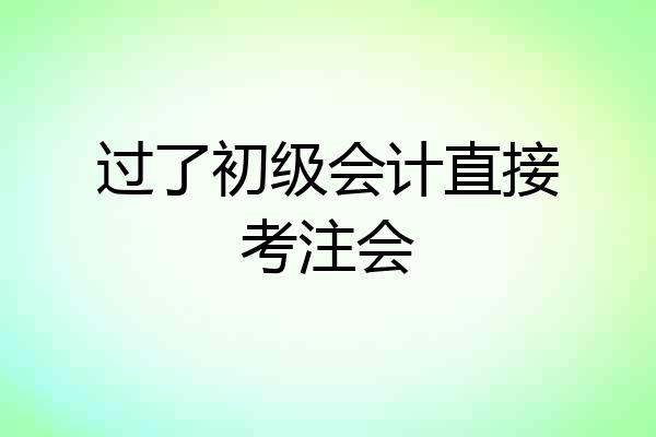 过了初级会计直接考注会