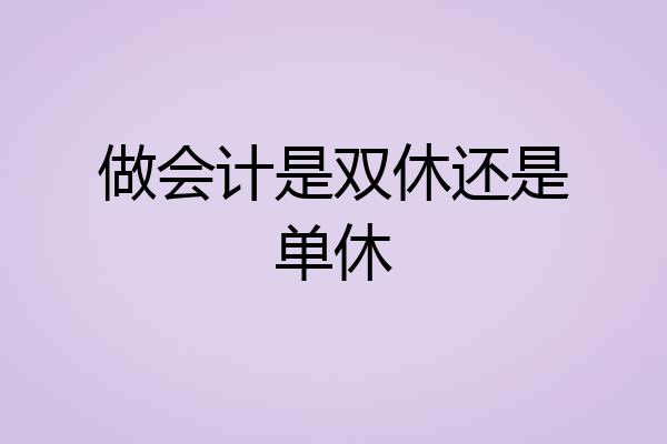 做会计是双休还是单休