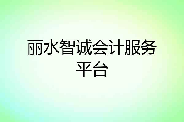 丽水智诚会计服务平台